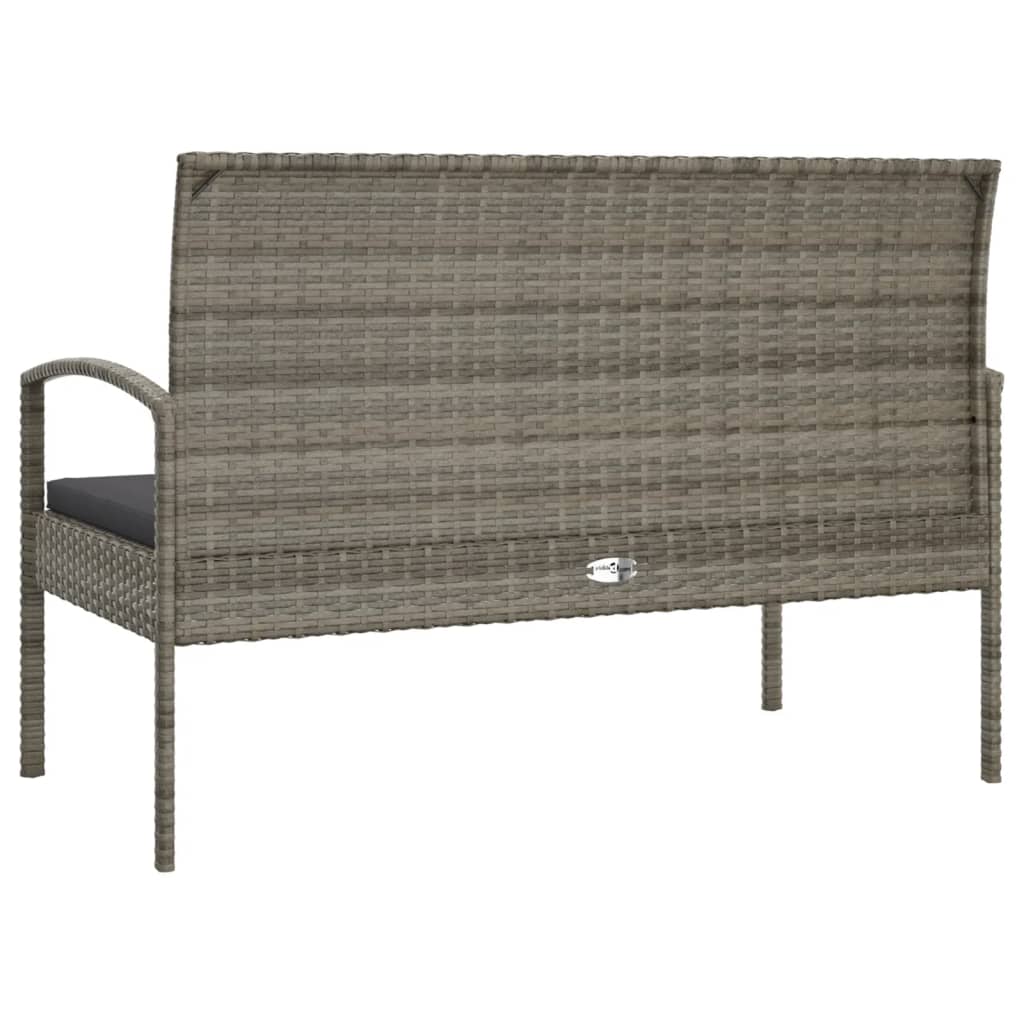 vidaXL Banc de jardin avec coussin gris 105 cm résine tressée