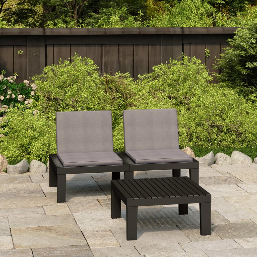 vidaXL Salon de jardin 2 pcs avec coussins Plastique Gris