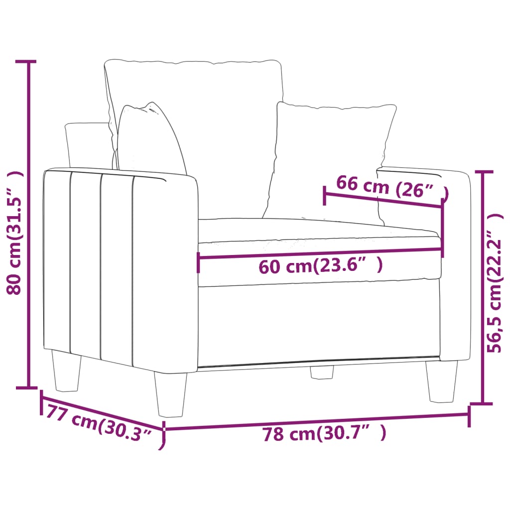 vidaXL Fauteuil Gris clair 60 cm Tissu