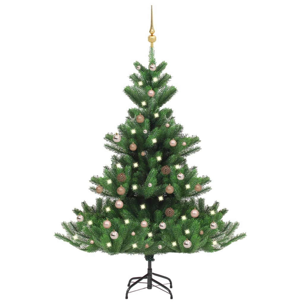 vidaXL Sapin de Noël artificiel Nordmann avec LED et boules Vert 150cm