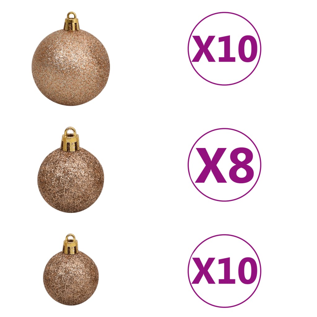 vidaXL Set de boules de Noël avec pic et 300 LED 120pcs Doré rose