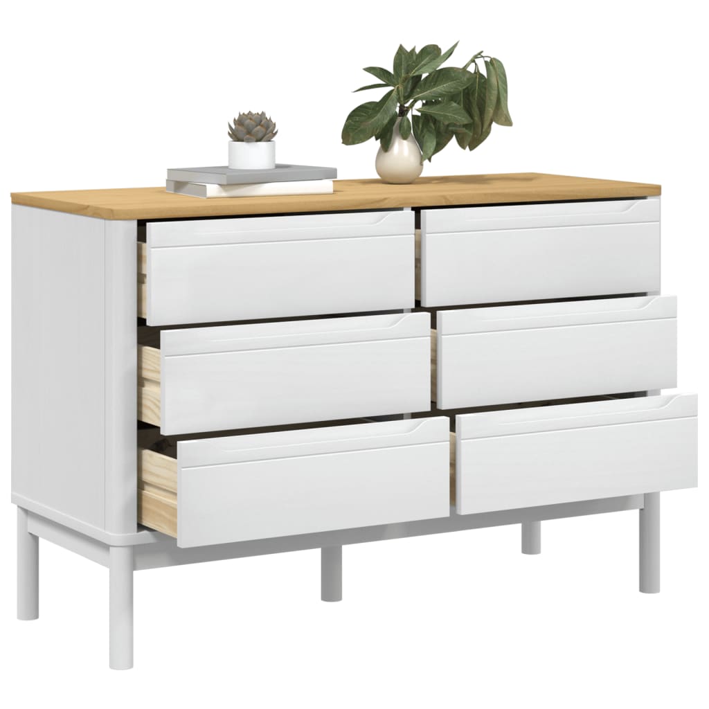 vidaXL Commode FLORO blanc bois de pin massif