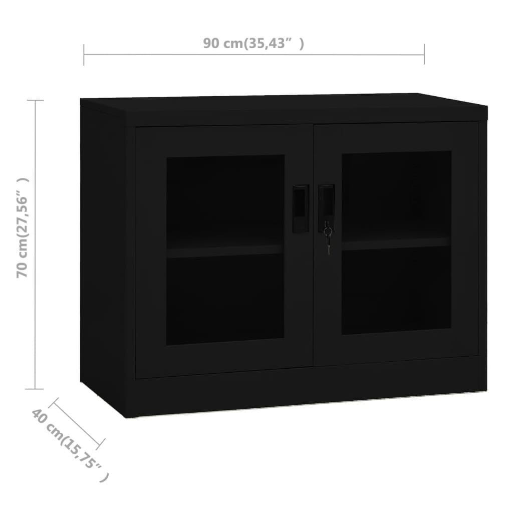 vidaXL Armoire de bureau Noir 90x40x70 cm Acier