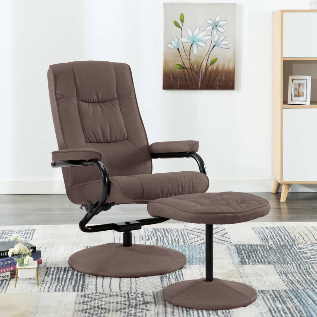 vidaXL Fauteuil inclinable avec repose-pieds marron tissu