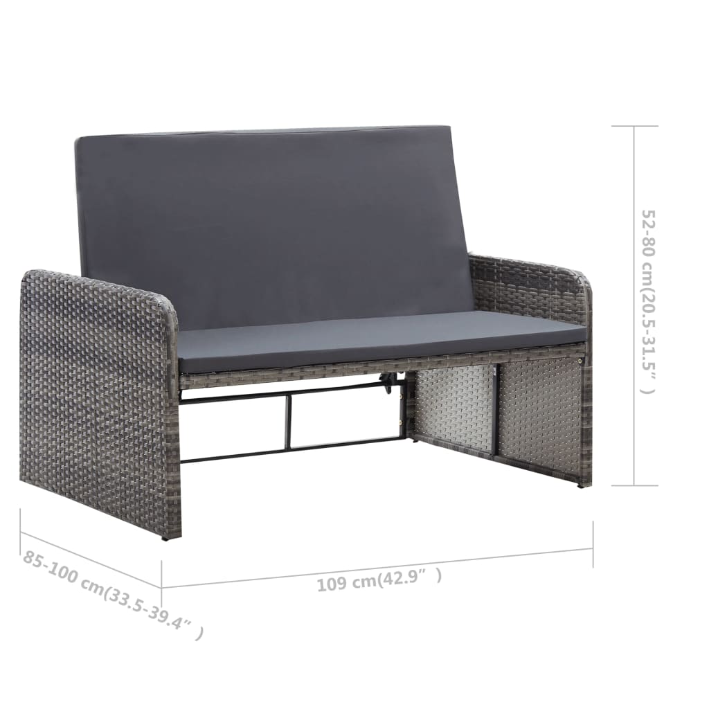 vidaXL Salon de jardin 2 pcs avec coussins Résine tressée Gris