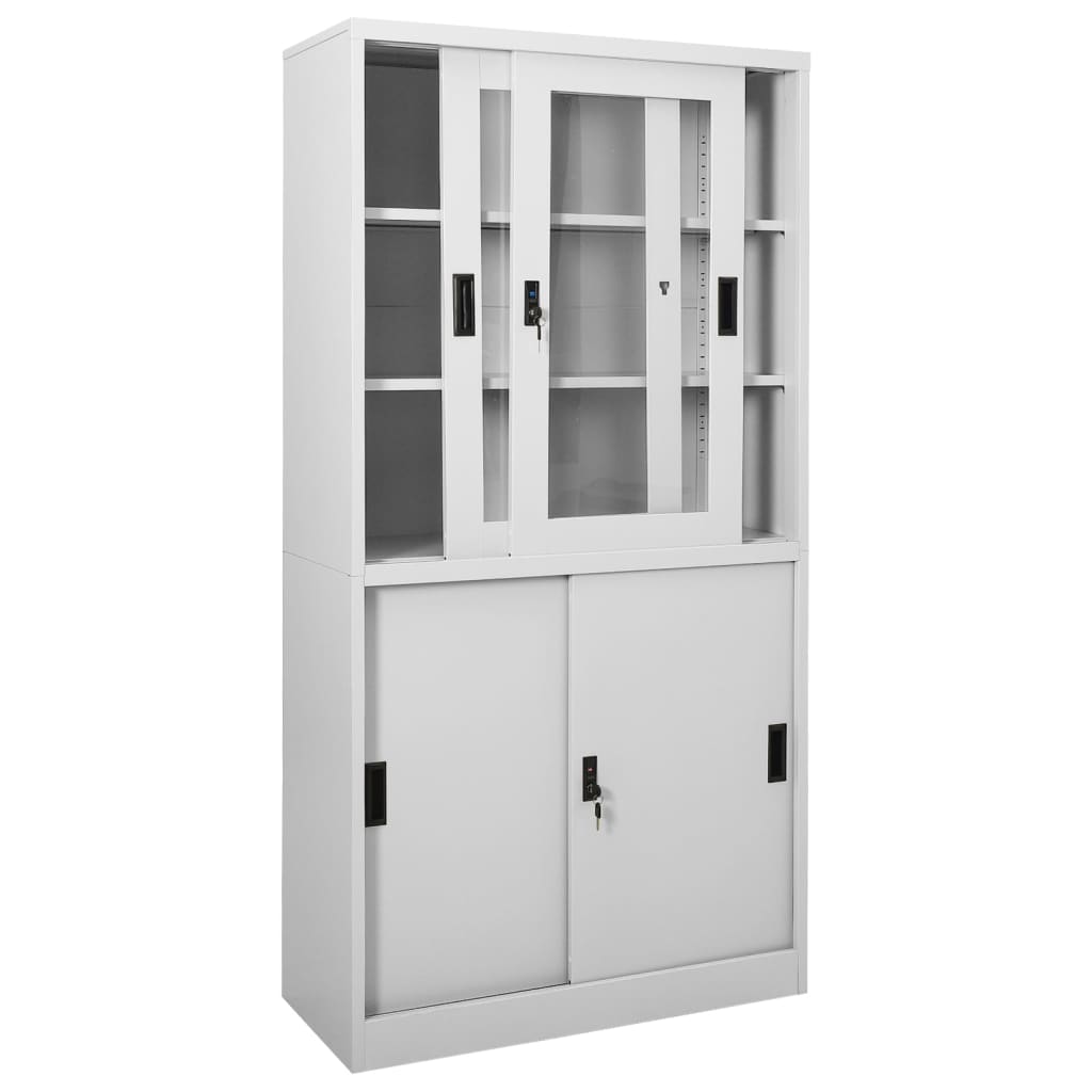 vidaXL Armoire à bureau porte coulissante Gris clair 90x40x180cm Acier