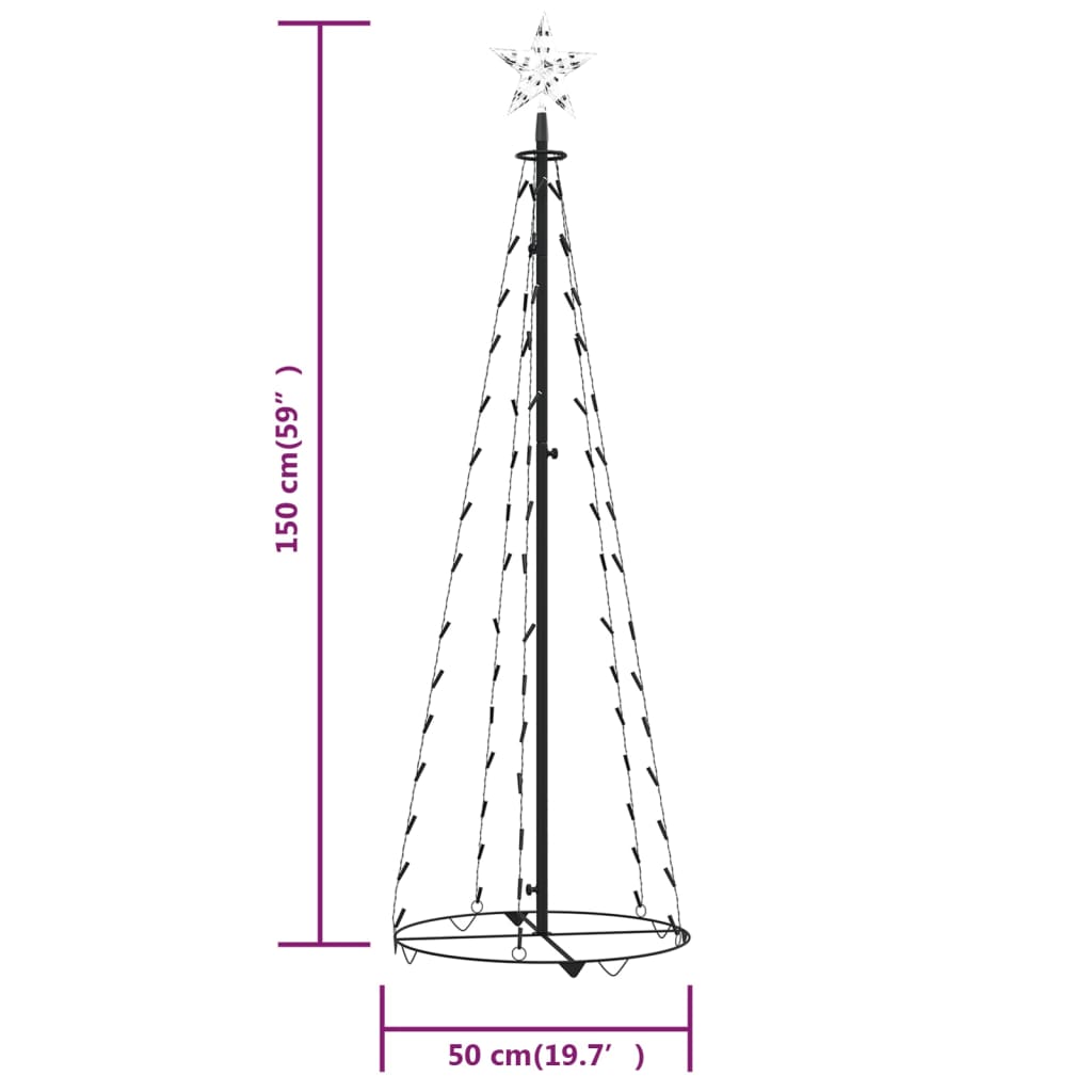 vidaXL Sapin de Noël cône 84 LED blanc froid Décoration 50x150 cm