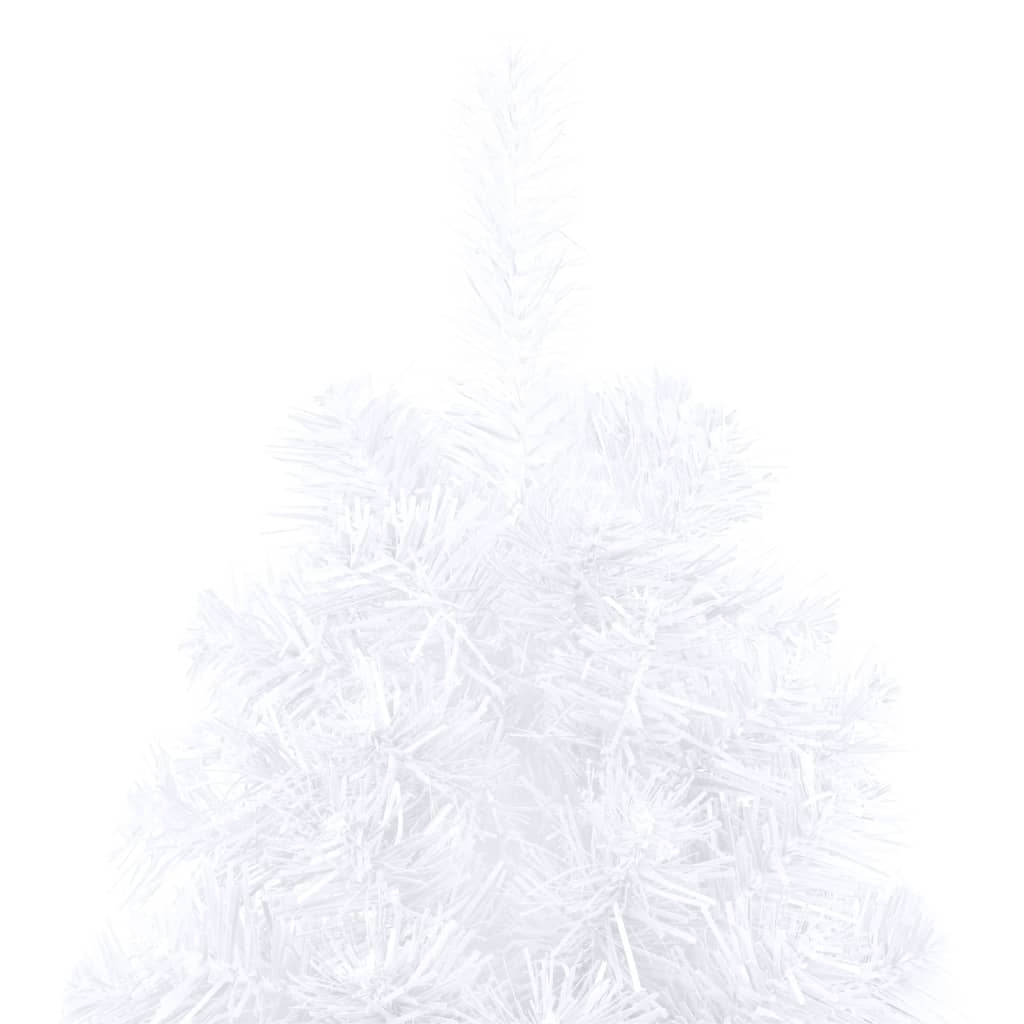 vidaXL Demi-arbre de Noël artificiel pré-éclairé et boules blanc 210cm