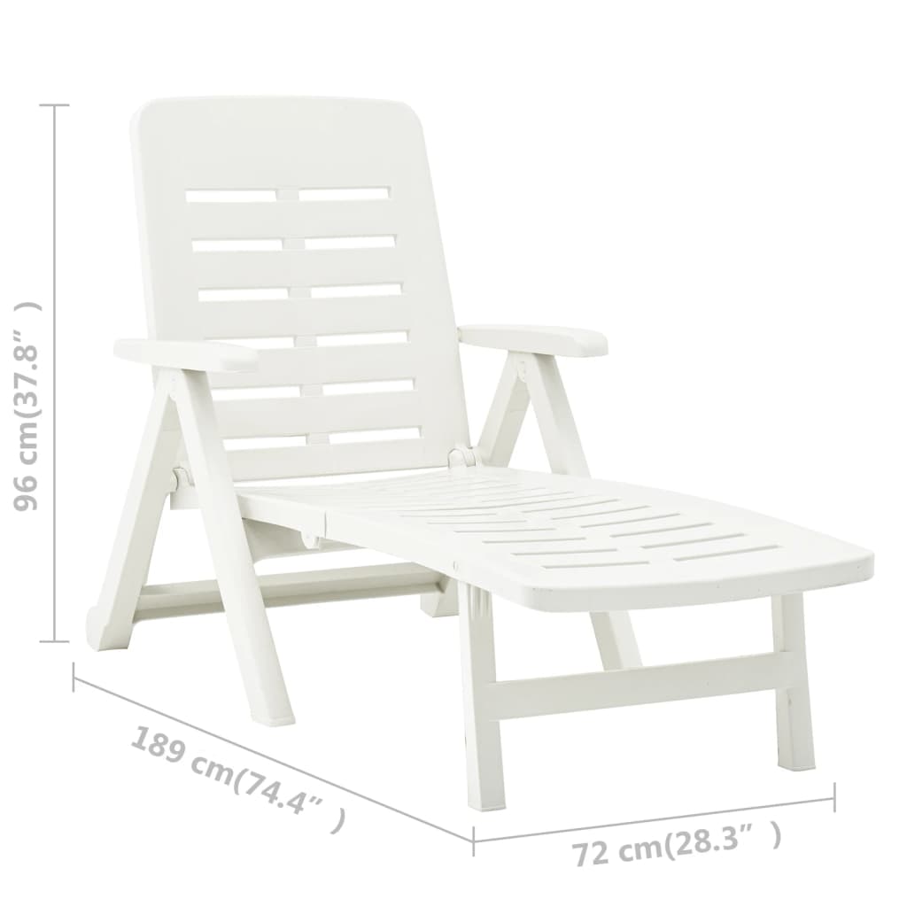 vidaXL Chaise longue pliable Plastique Blanc