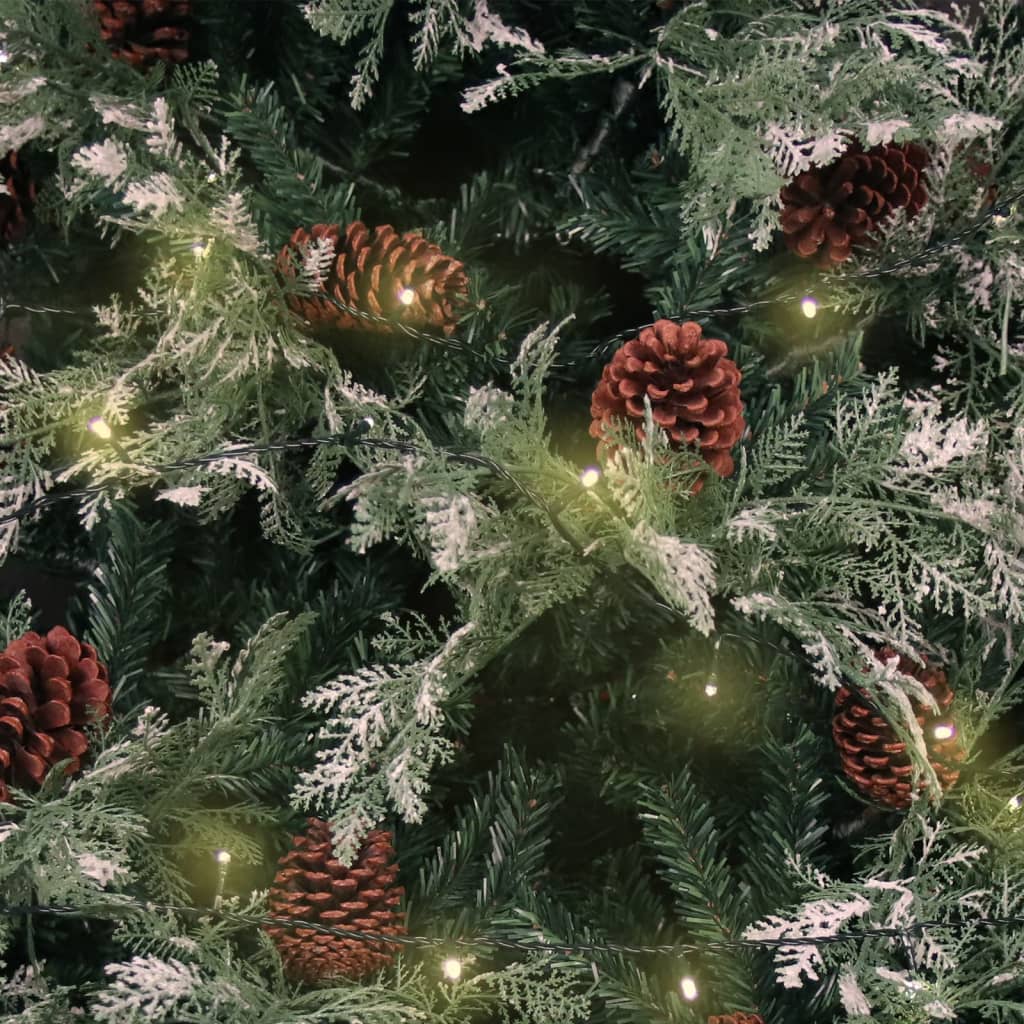 vidaXL Sapin de Noël pré-éclairé et pommes de pin vert 195cm PVC et PE