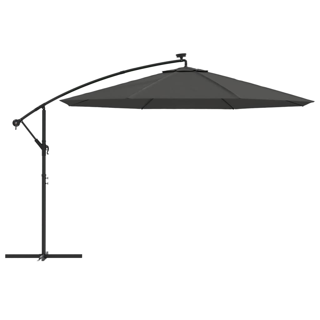 vidaXL Parasol de jardin en porte-à-faux et lumières LED mât en métal