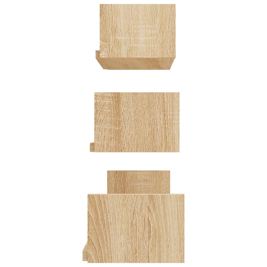 vidaXL Étagères murales 3 pcs Chêne sonoma Bois d'ingénierie