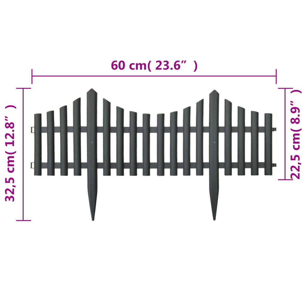 vidaXL Bordures de pelouse 17 pcs anthracite 1000 cm polypropylène