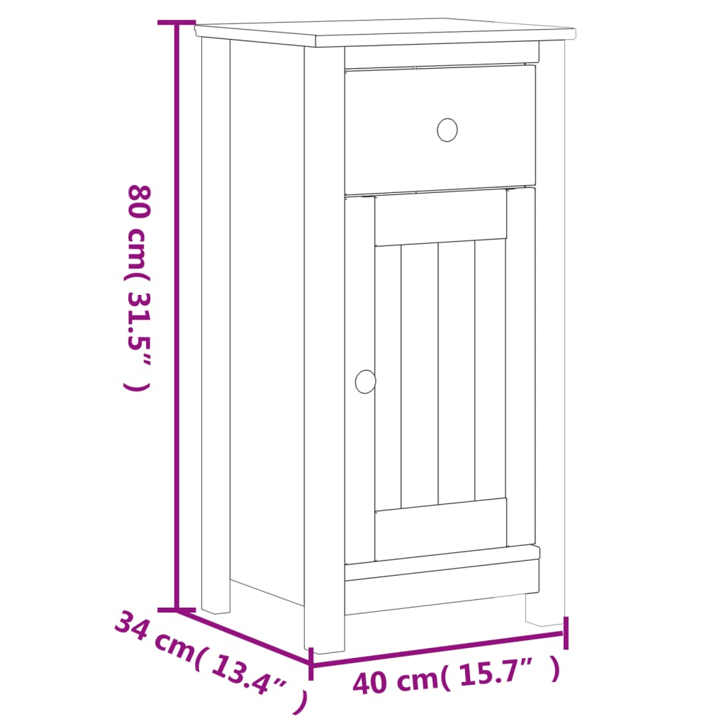 vidaXL Armoire de salle de bain BERG noir 40x34x80 cm pin massif