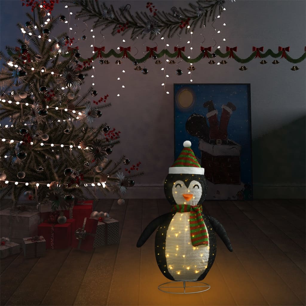 vidaXL Décoration de Noël pingouin à LED Tissu de luxe 60 cm