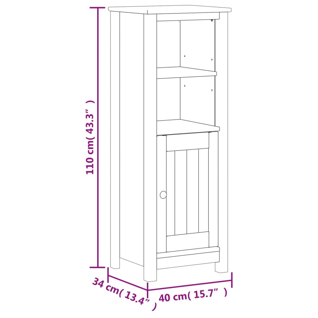 vidaXL Armoire de salle de bain BERG noir 40x34x110 cm pin massif