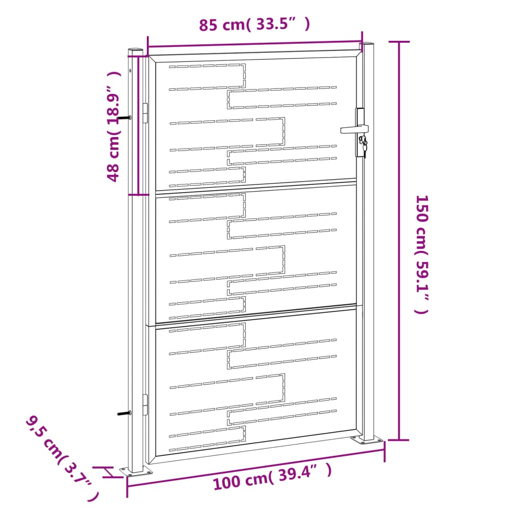 vidaXL Portail de jardin 100x150 cm acier inoxydable