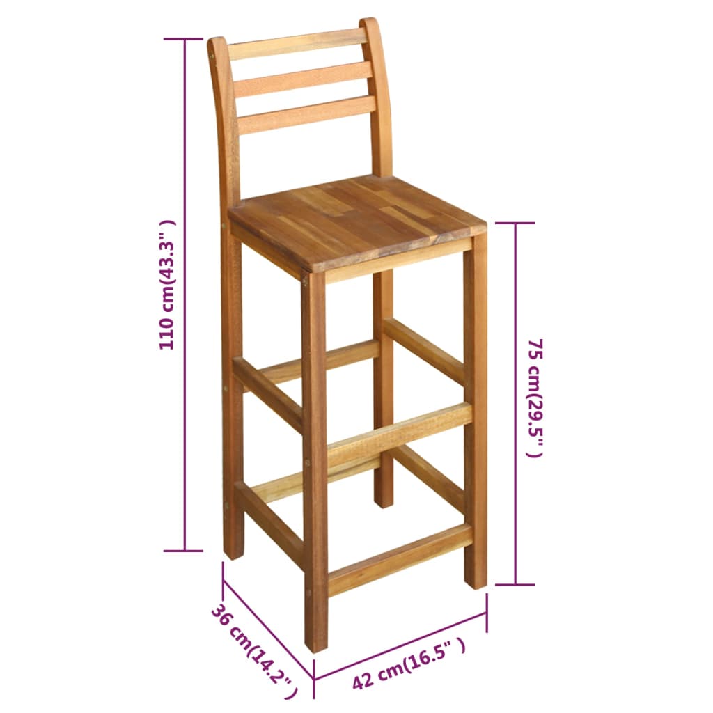 vidaXL Tabourets de bar lot de 2 bois d'acacia massif