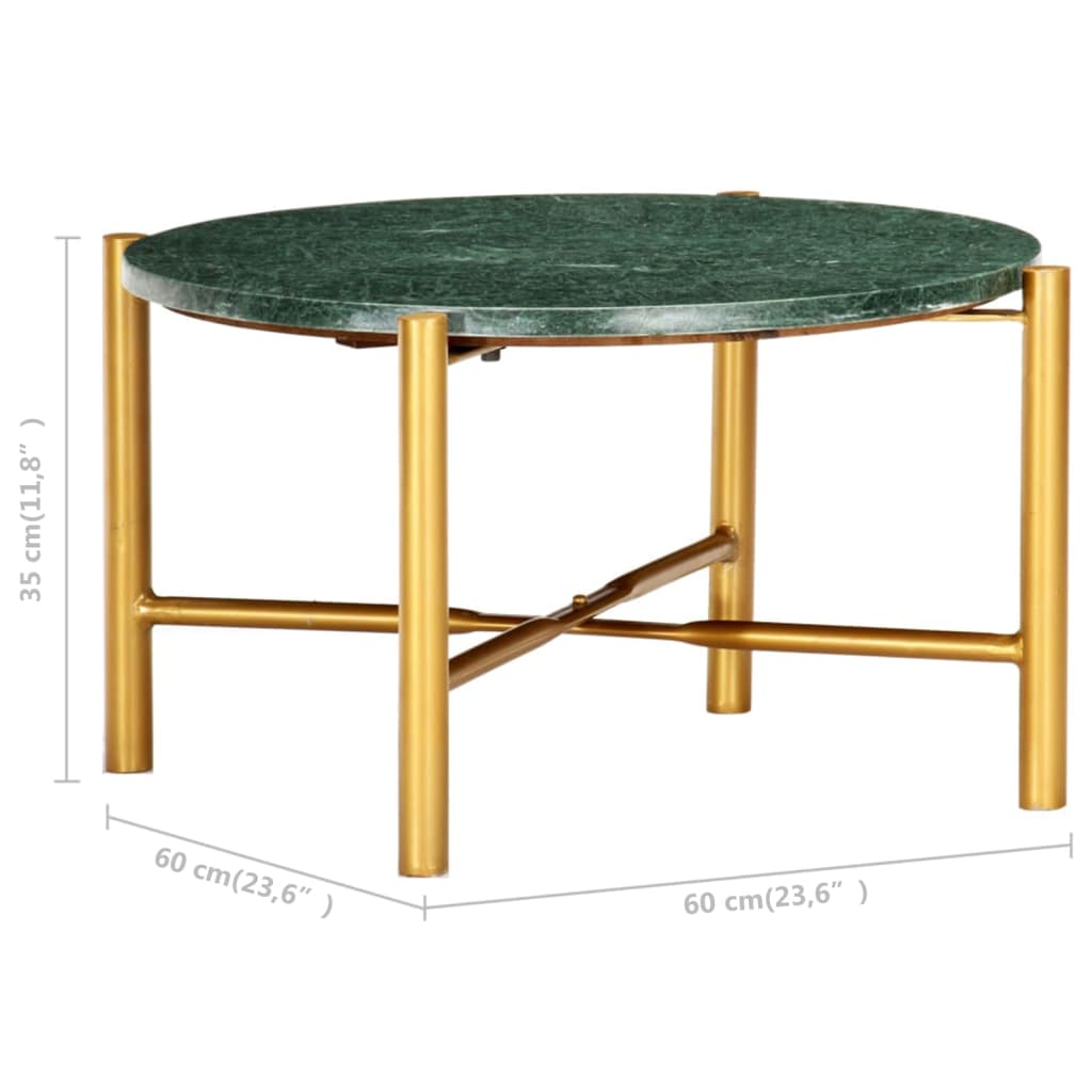 vidaXL Table basse Vert 60x60x35 cm Pierre véritable et texture marbre