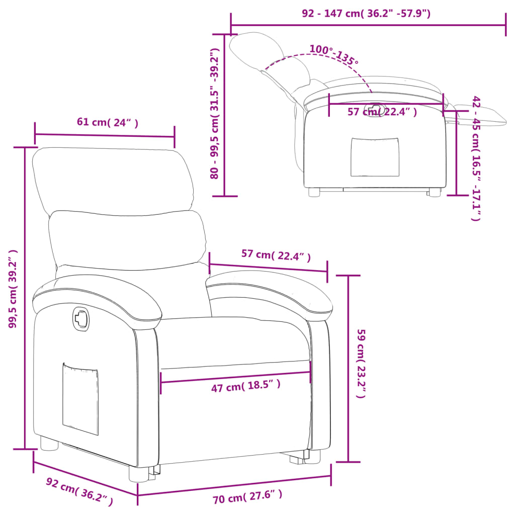 vidaXL Fauteuil inclinable vert foncé tissu