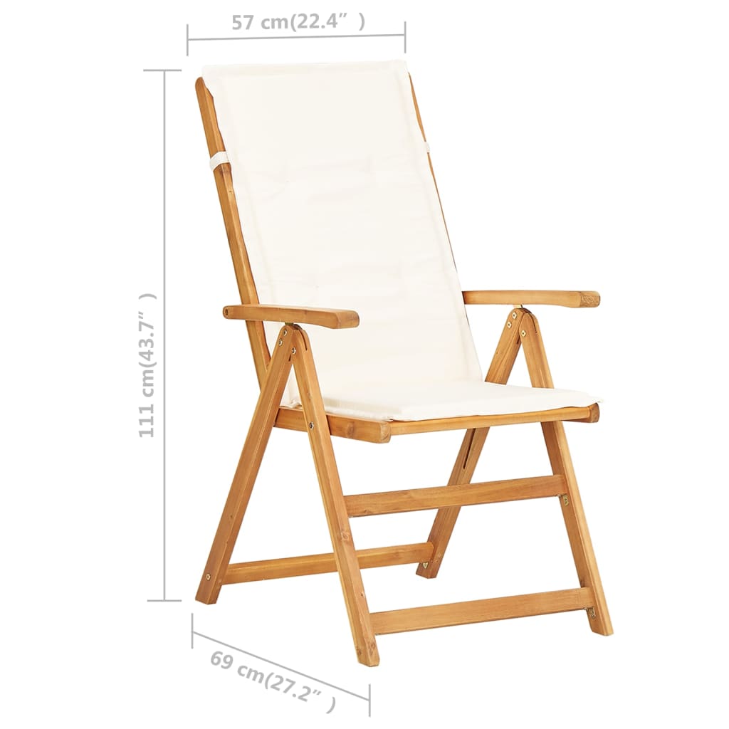 vidaXL Chaises inclinables de jardin lot de 2 Bois solide d'acacia