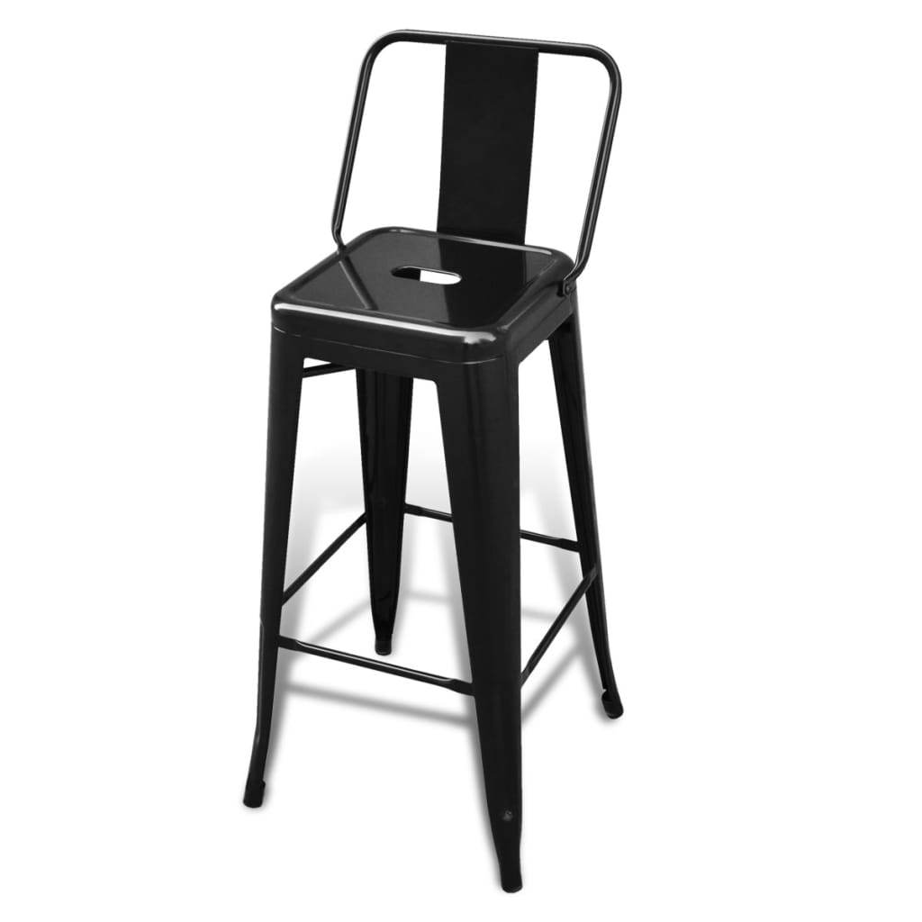 vidaXL Tabourets de bar lot de 2 noir acier