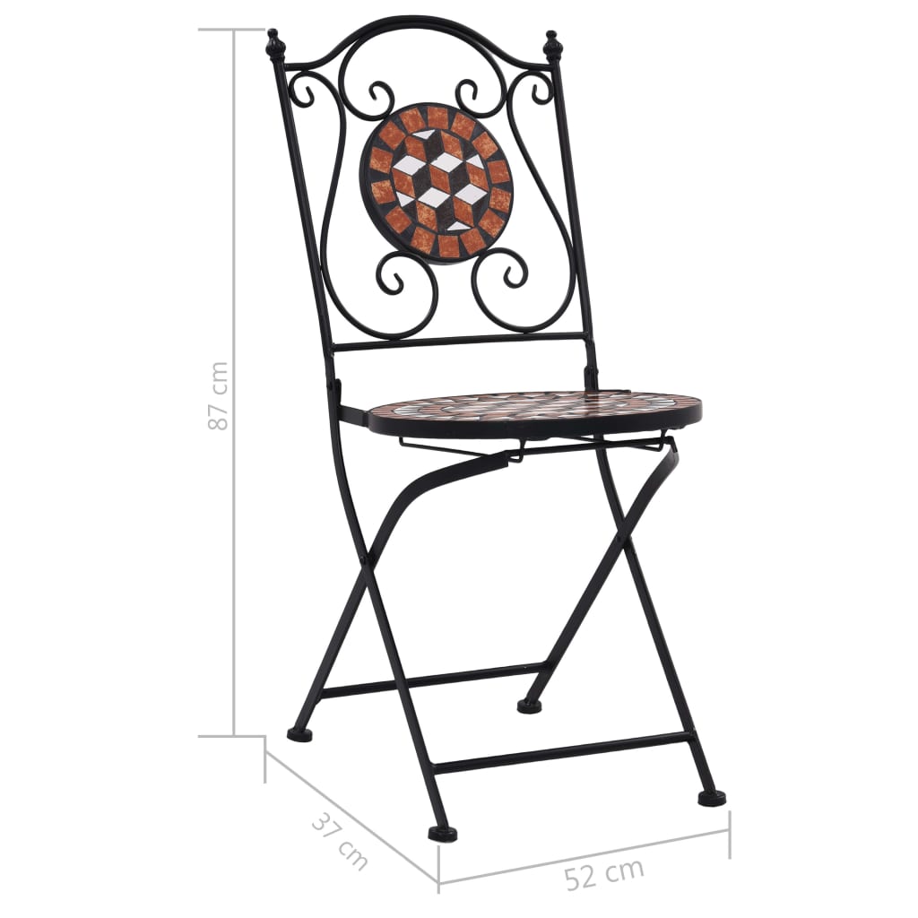 vidaXL Chaises de bistrot mosaïque lot de 2 Marron Céramique