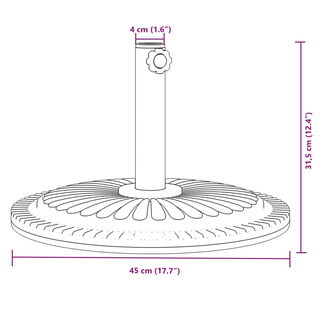 vidaXL Base de parasol pour mâts Ø38 / 48 mm 12 kg rond