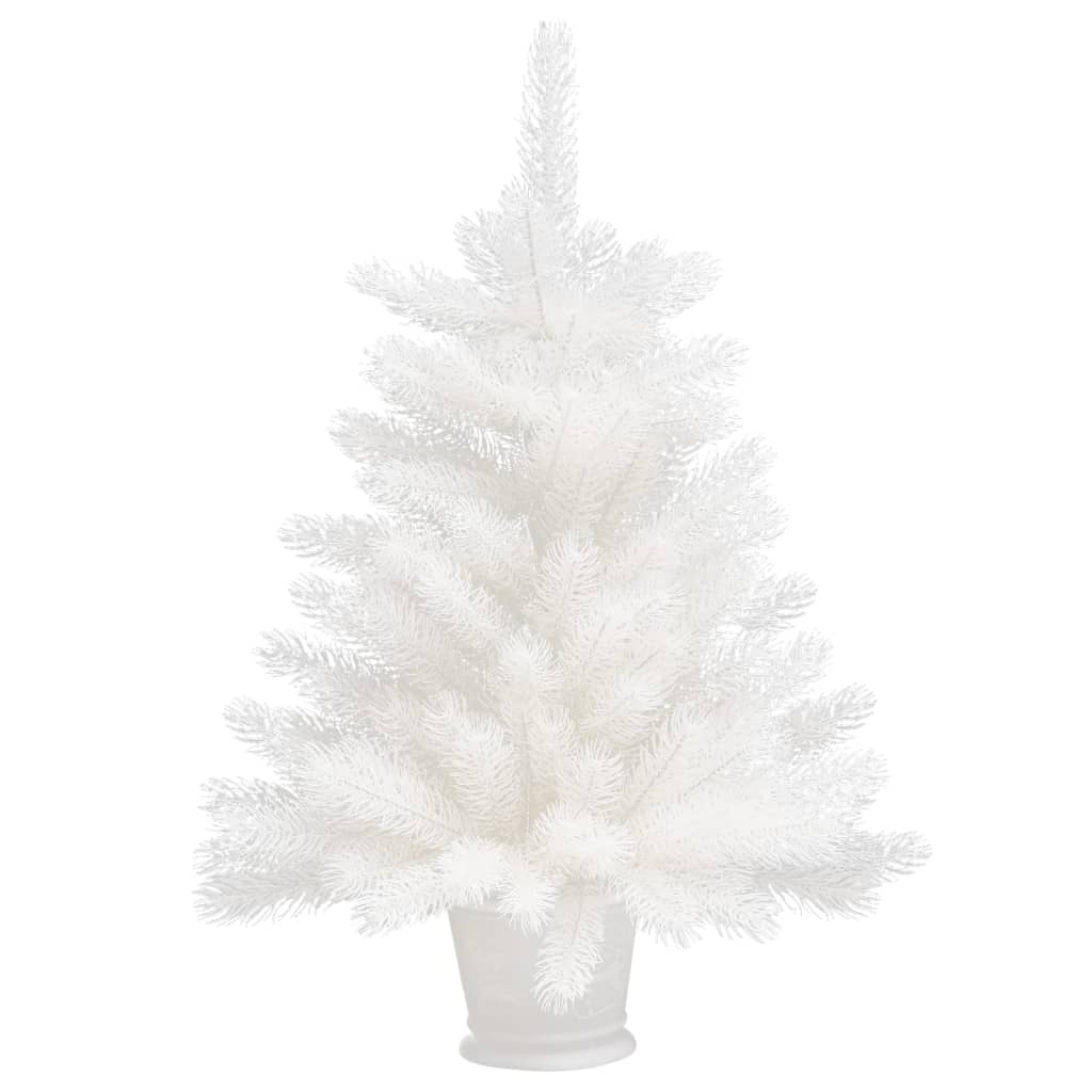 vidaXL Arbre de Noël artificiel pré-éclairé et boules blanc 65 cm