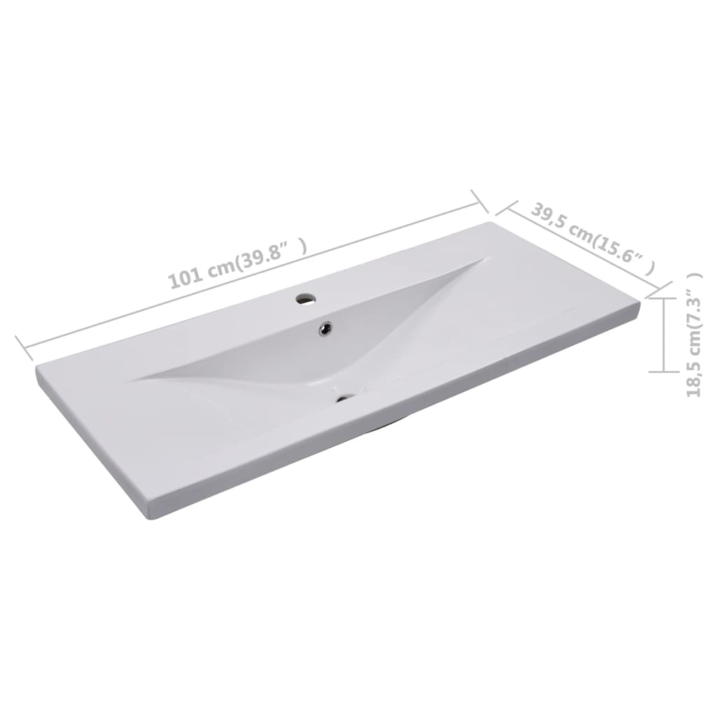 vidaXL Lavabo encastré 101 x 39,5 x 18,5 cm Céramique Blanc