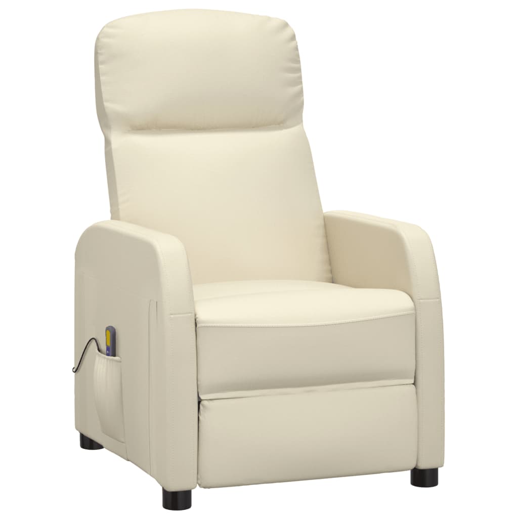 vidaXL Fauteuil de massage blanc crème similicuir