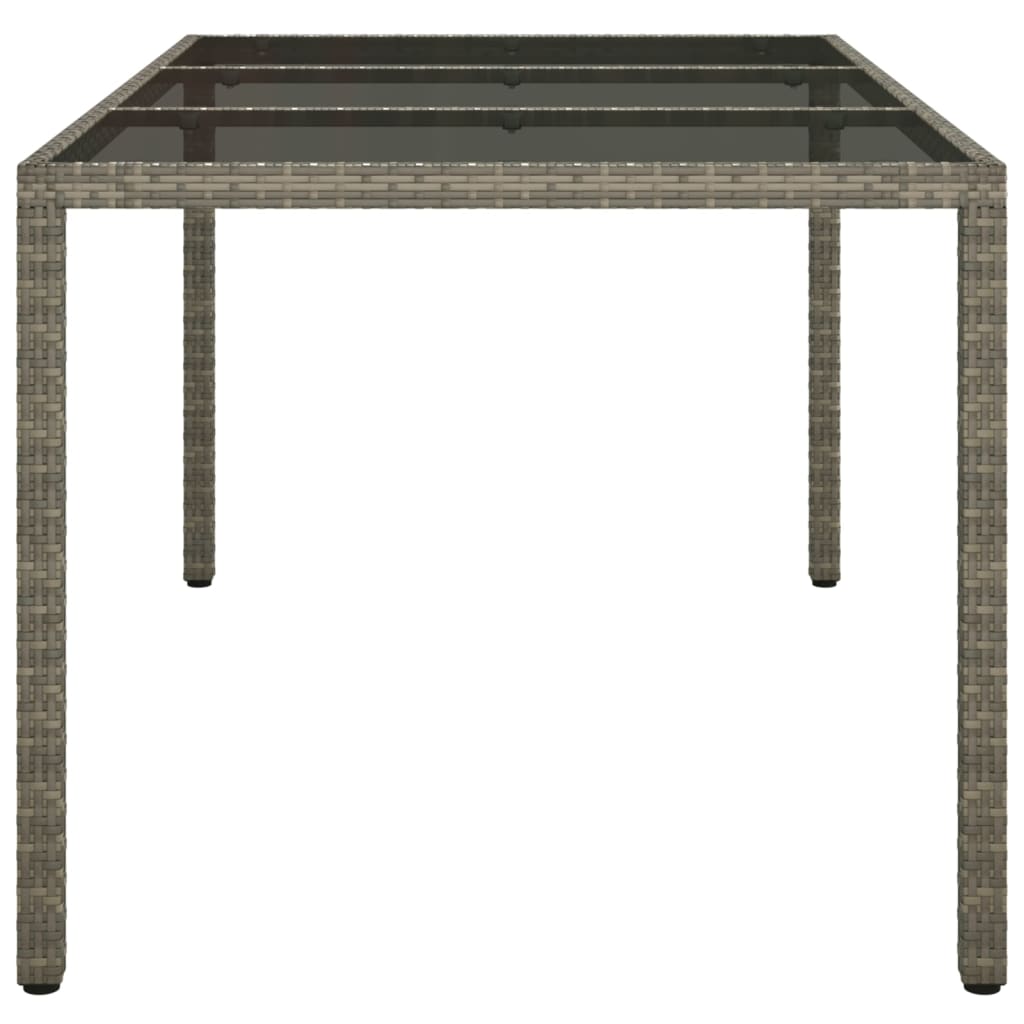 vidaXL Table de jardin 150x90x75 cm Verre trempé et poly rotin Gris