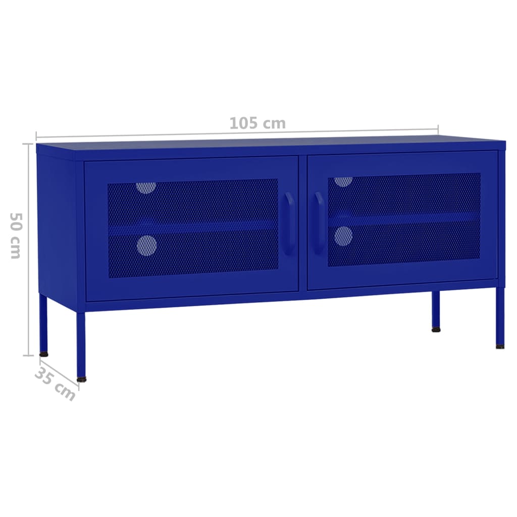 vidaXL Meuble TV Bleu marine 105x35x50 cm Acier