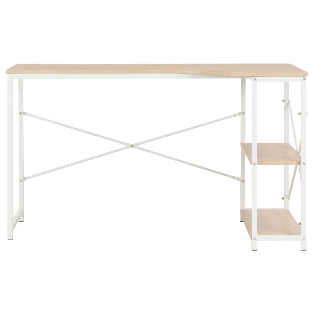 vidaXL Bureau d'ordinateur Blanc et chêne 120 x 72 x 70 cm