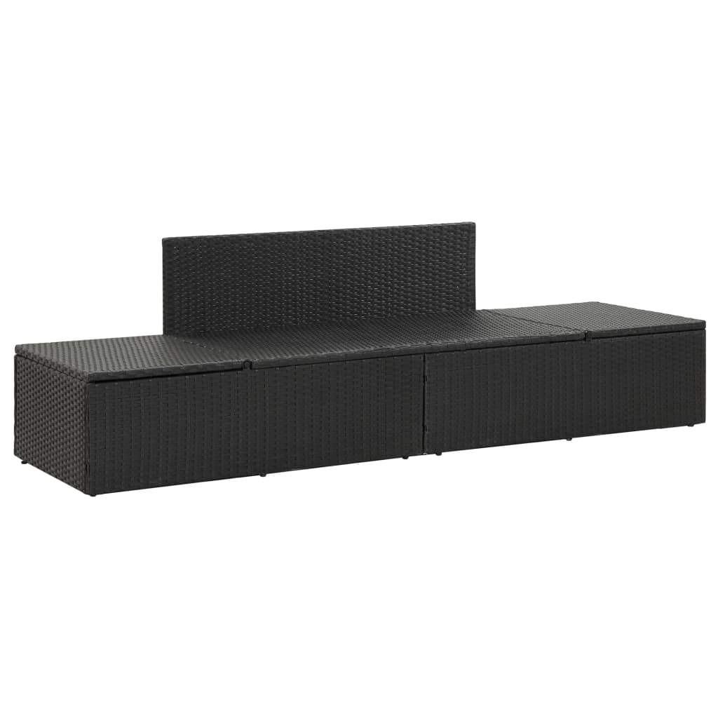 vidaXL Chaise longue avec coussins Résine tressée Noir