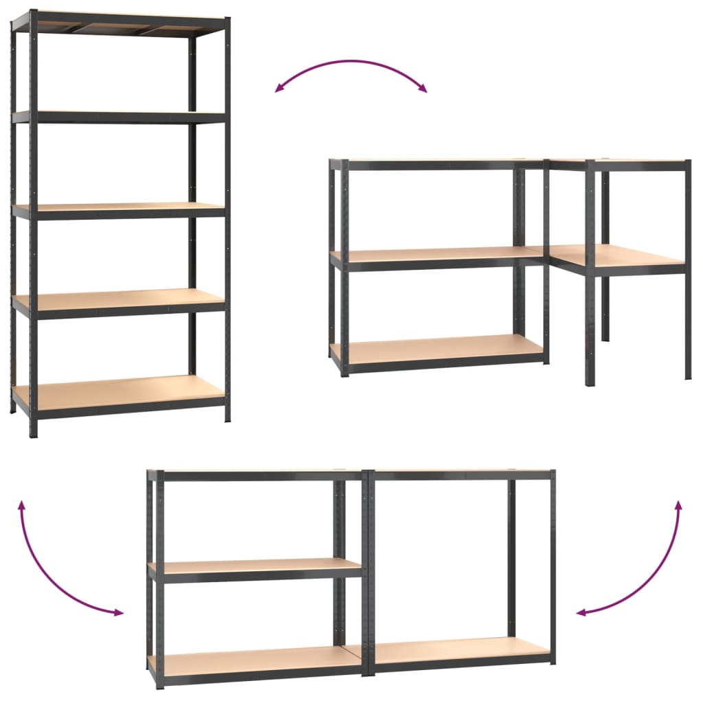 vidaXL Étagère de rangement 5 niveaux Anthracite Acier bois ingénierie