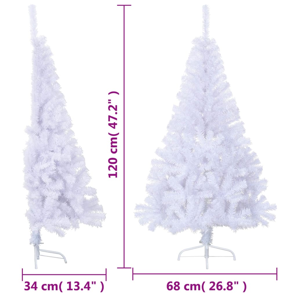 vidaXL Sapin de Noël artificiel moitié avec support blanc 120 cm PVC