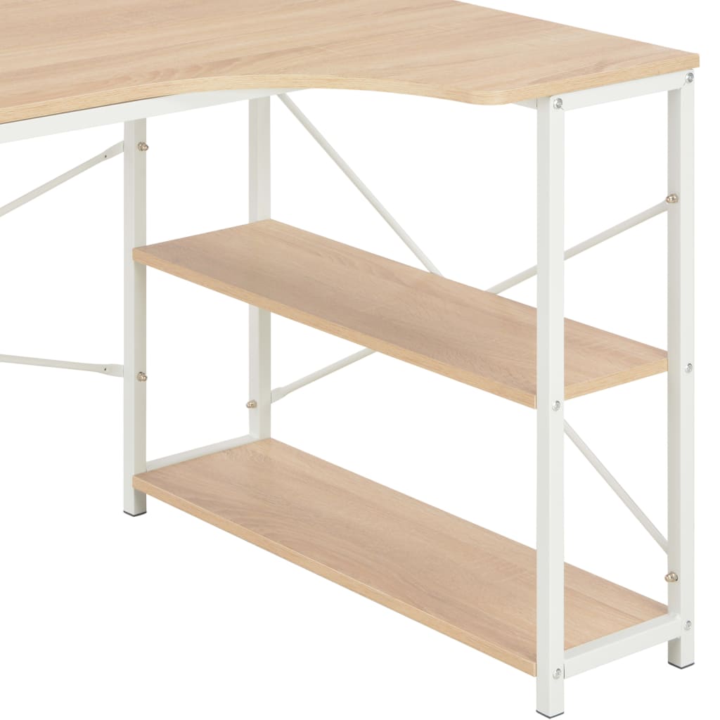 vidaXL Bureau d'ordinateur Blanc et chêne 120 x 72 x 70 cm