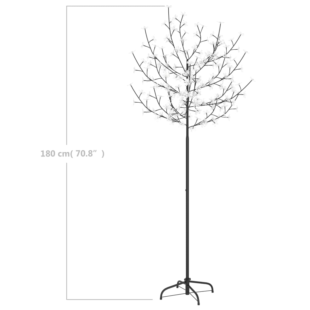 vidaXL Sapin de Noël 200 LED blanches chaudes cerisier en fleurs 180cm