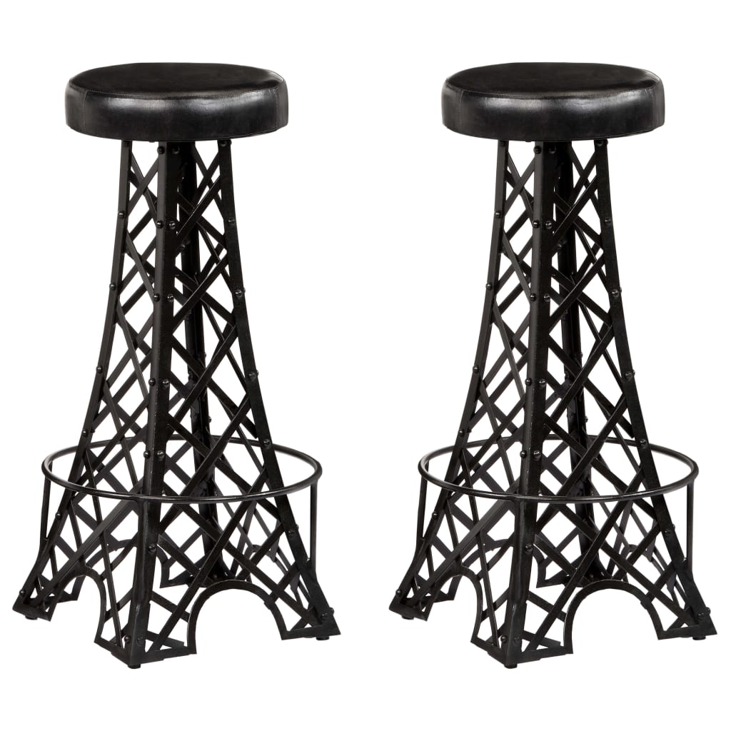 vidaXL Tabourets de bar lot de 2 cuir véritable