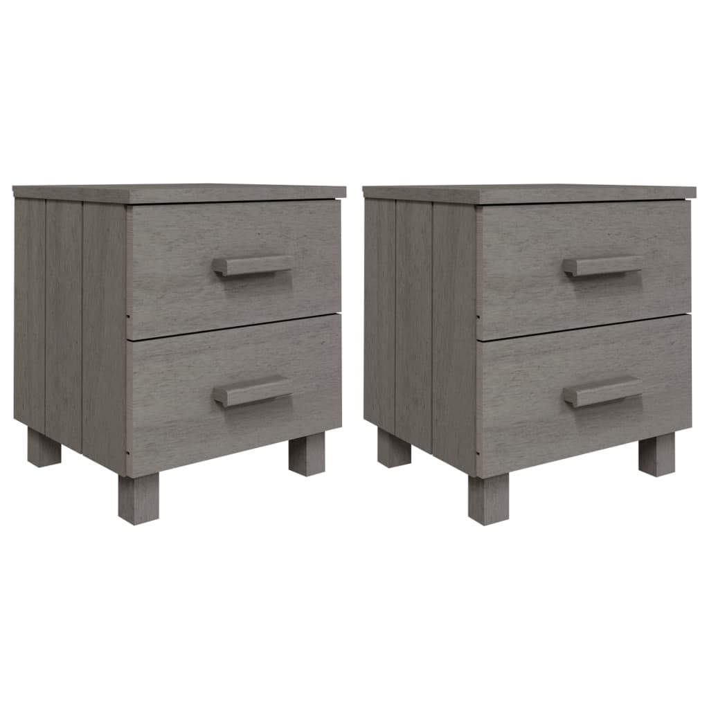 vidaXL Tables de chevet HAMAR 2pcs Gris clair 40x35x44,5cm Bois massif