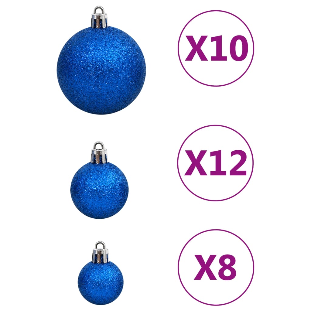 vidaXL Ensemble de boules de Noël 111 pièces bleu polystyrène