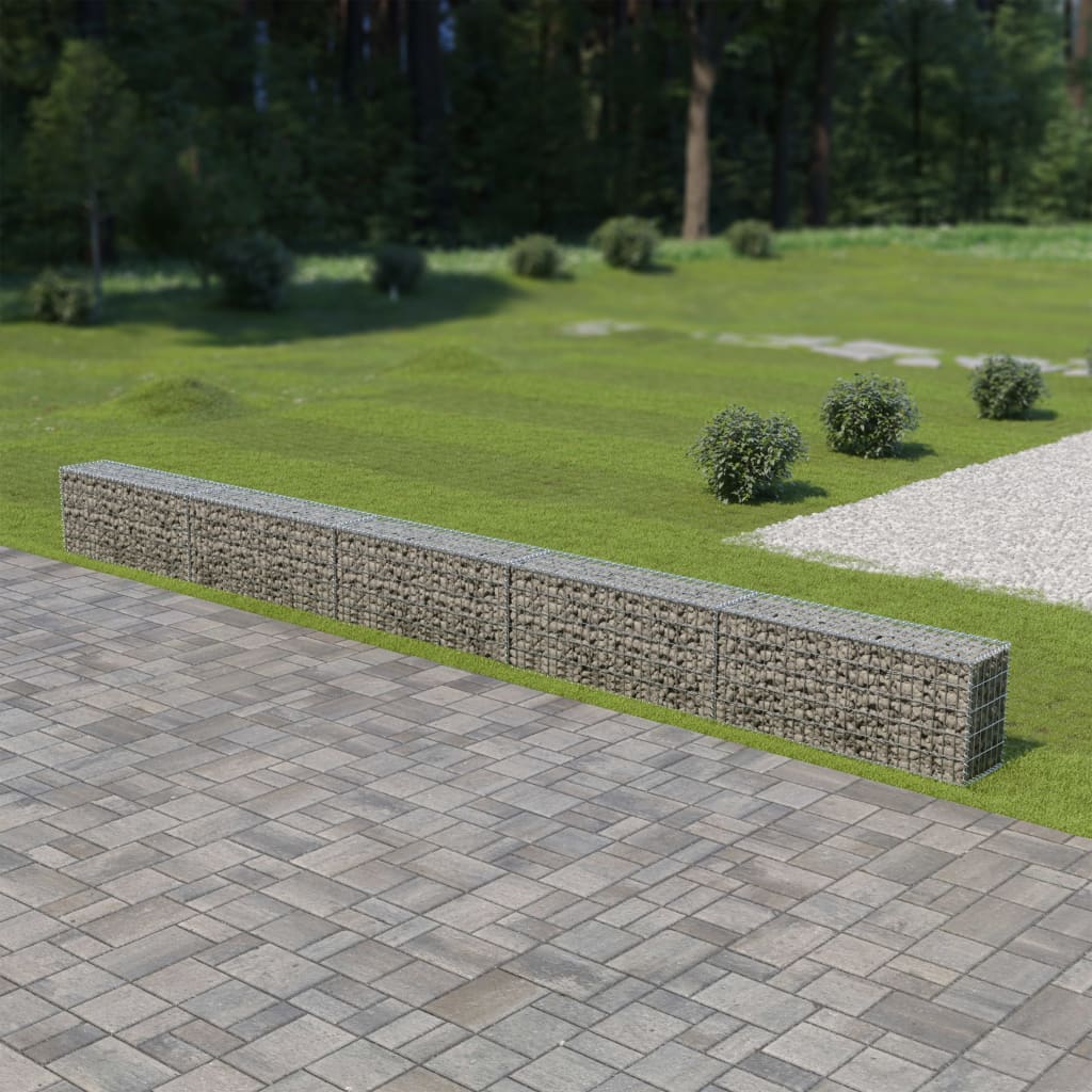 vidaXL Mur à gabion avec couvercles Acier galvanisé 600x30x50 cm