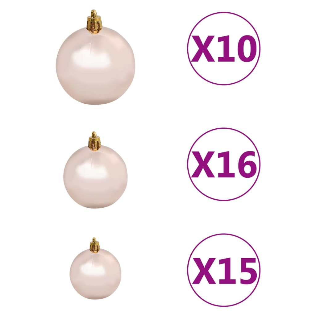 vidaXL Set de boules de Noël avec pic et 300 LED 120pcs Doré rose