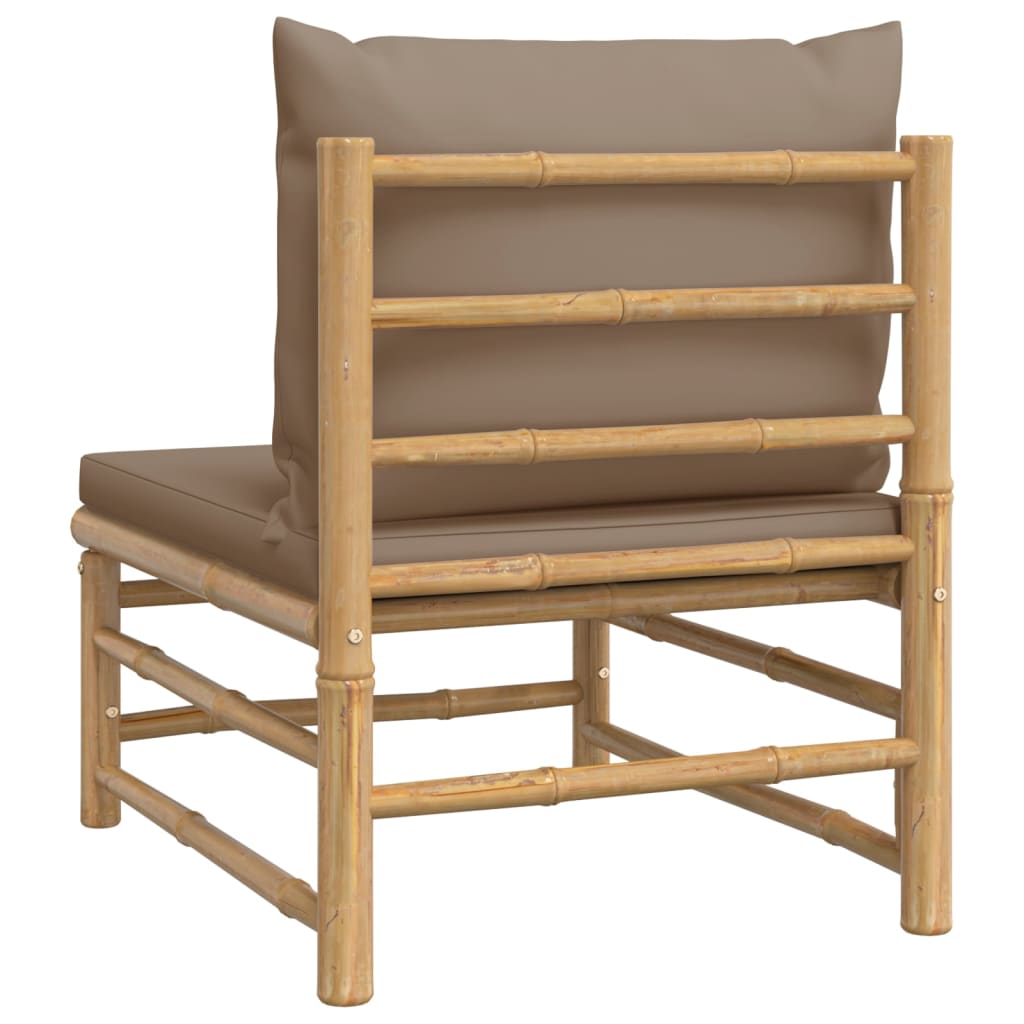 vidaXL Canapé central de jardin avec coussins taupe bambou