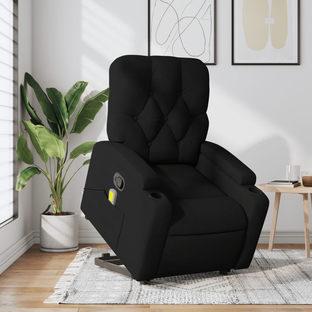 vidaXL Fauteuil inclinable de massage noir tissu