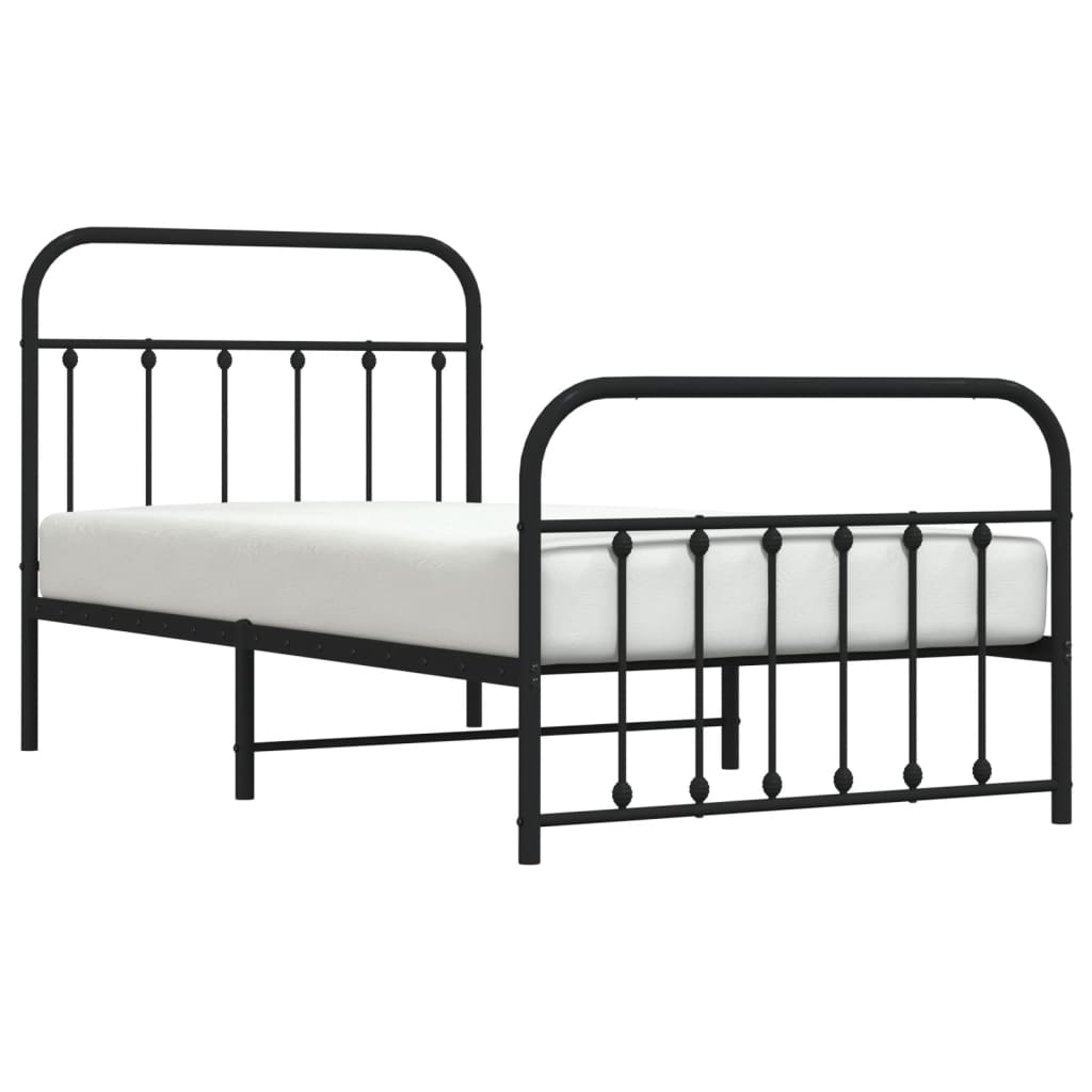 vidaXL Cadre de lit métal sans matelas avec pied de lit noir 100x190cm