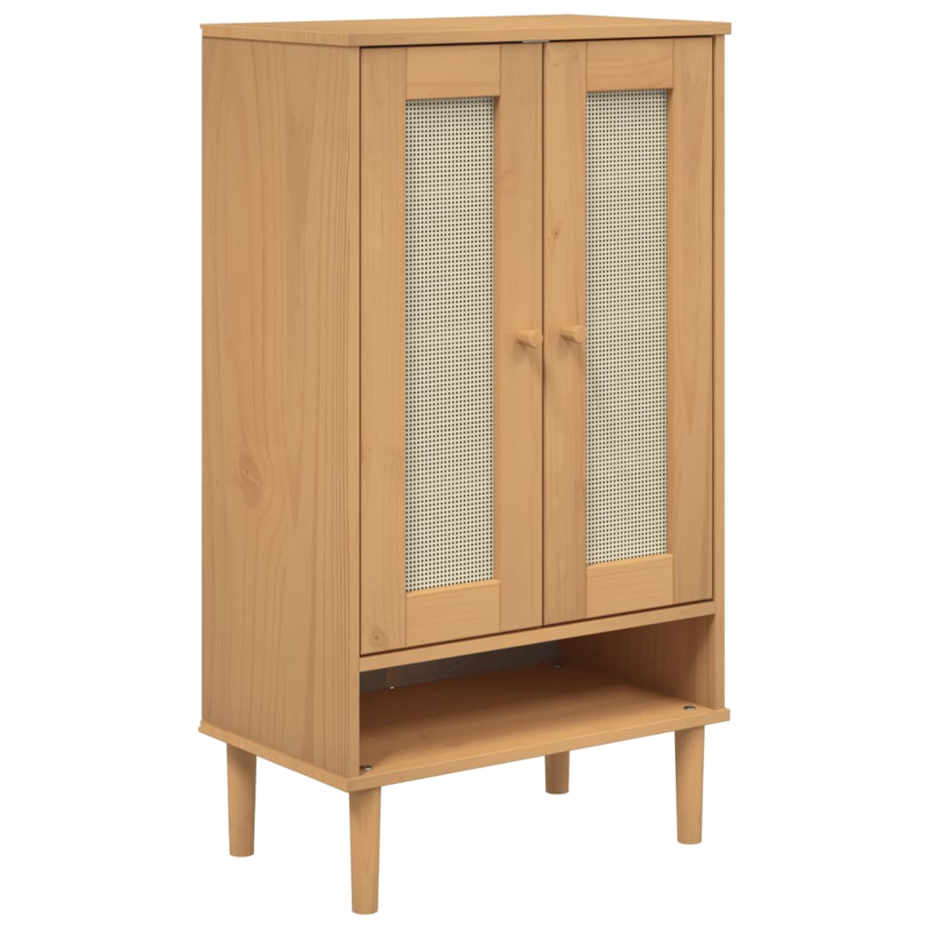 vidaXL Armoire à chaussures SENJA aspect rotin marron bois massif