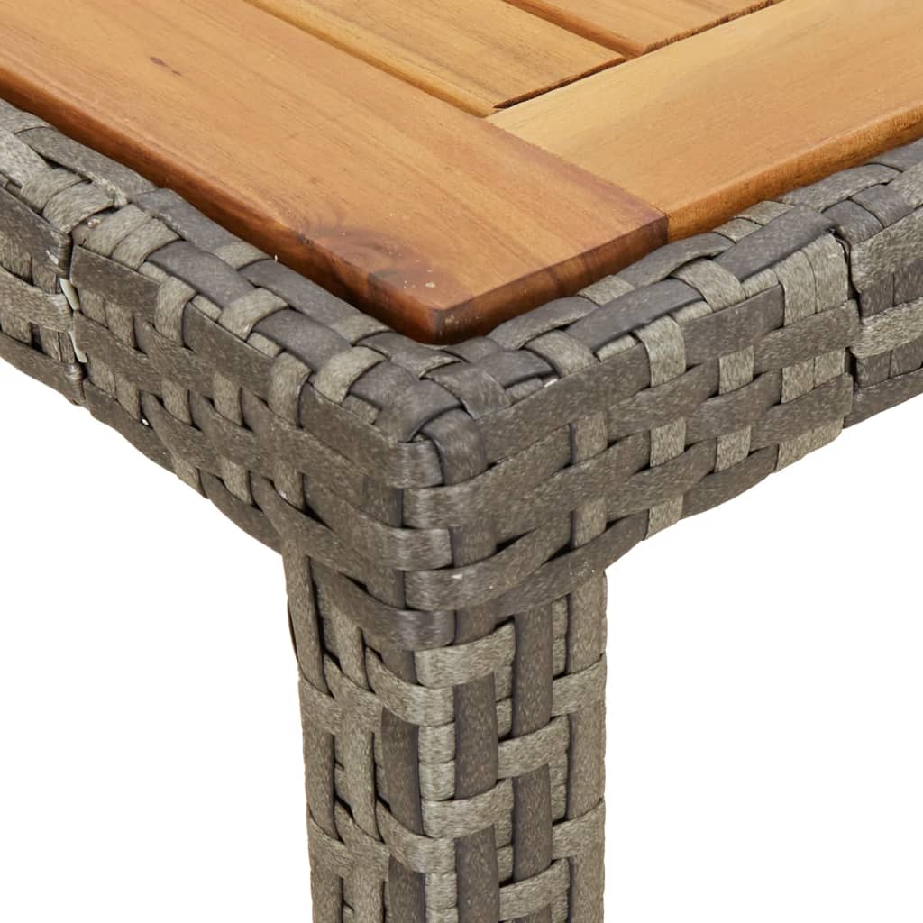 vidaXL Table de jardin 90x90x75cm Résine tressée et bois d'acacia Gris