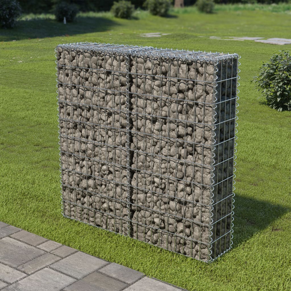 vidaXL Mur à gabion avec couvercles Acier galvanisé 100x20x100 cm